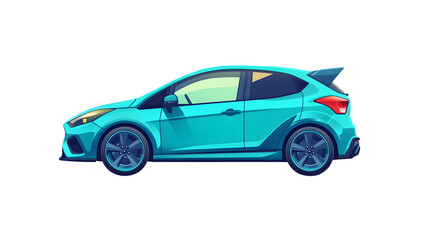 Fototapeta premium A vibrant turquoise compact car with sleek design and sporty features ideal for automotive ent