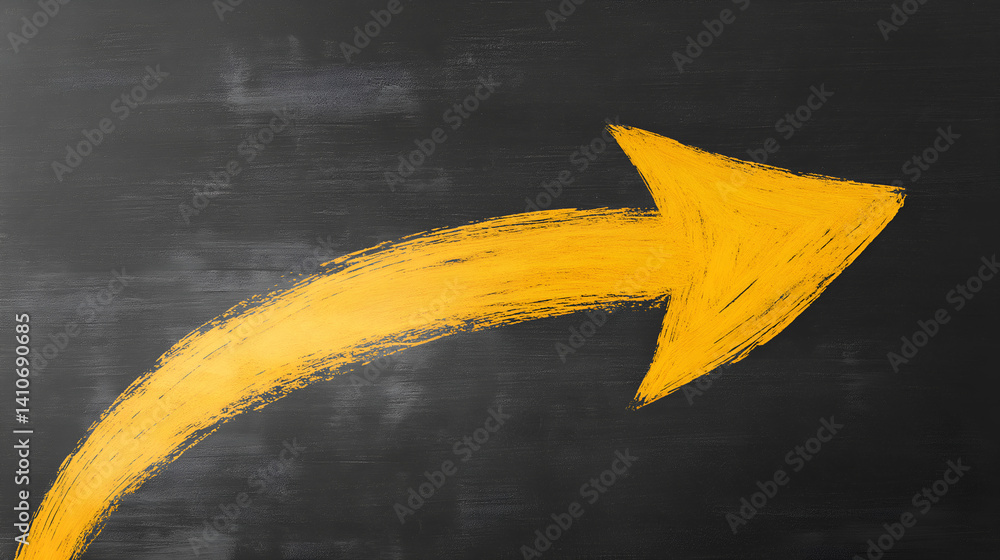 Poster ascending arrow: the bright yellow arrow on the grey background embodies progress, growth, and forwa