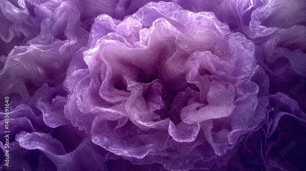Poster abstract purple waves creating depth and texture in an organic form