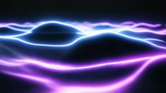 Vivid lighting effects illuminate a neon grid vaporwave background, where a high detailed gradient combines textures in vibrant hues.