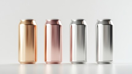 Shiny metal can packaging is presented in isolation on a white background for designing beverages
