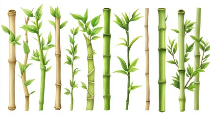 Obraz premium Modern depictions of sugar canes, including sugarcane tree and plant branch engravings, are featured alongside a black and white rum ingredient drawing, all isolated on a white background