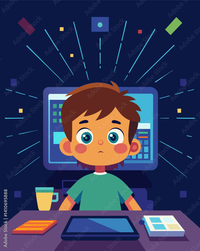 Aufkleber a childs face lit up in amazement as they witness their code come to life on a screen showcasing the