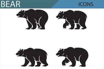 Strong Bear Icon Set - Bold Bear Silhouettes for Nature and Wildlife Projects