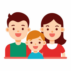 Fototapeta premium family of four – dad, mom, daughter, and son – smiling together in a picnic scene, cheerful expressions, white background