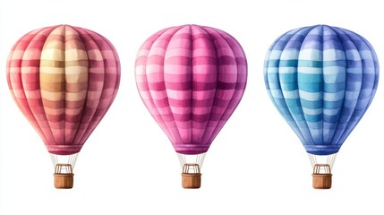 Obraz premium Watercolor Artwork Featuring Hot Air Balloons and Various Elements