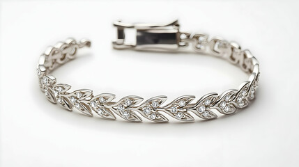 Elegant Diamond Leaf Design Bracelet