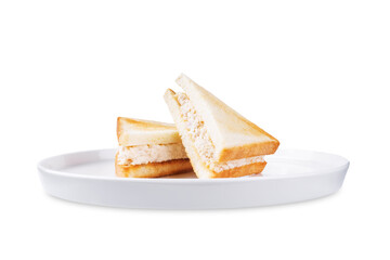 Chicken salad sandwiches in a plate on a white isolated background