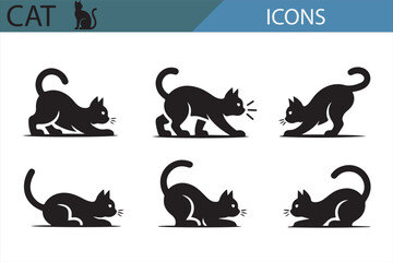 Cute Cat Icons - Set of Cat Silhouettes and Poses for Animal and Pet-Themed Projects