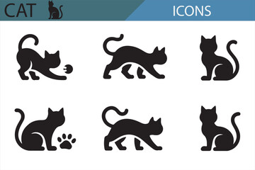Feline Icon Pack - Vector Silhouettes of Cats in Multiple Poses for Animal and Pet Design Projects