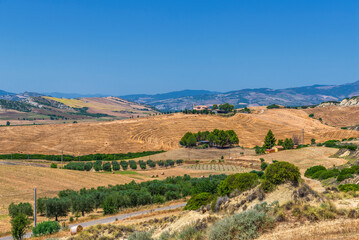 Fototapeta premium rural countryside landscape during a sunny summer day inside Val d'Agri, Basilicata