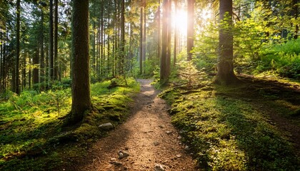Obraz premium Sunny trail in the forest