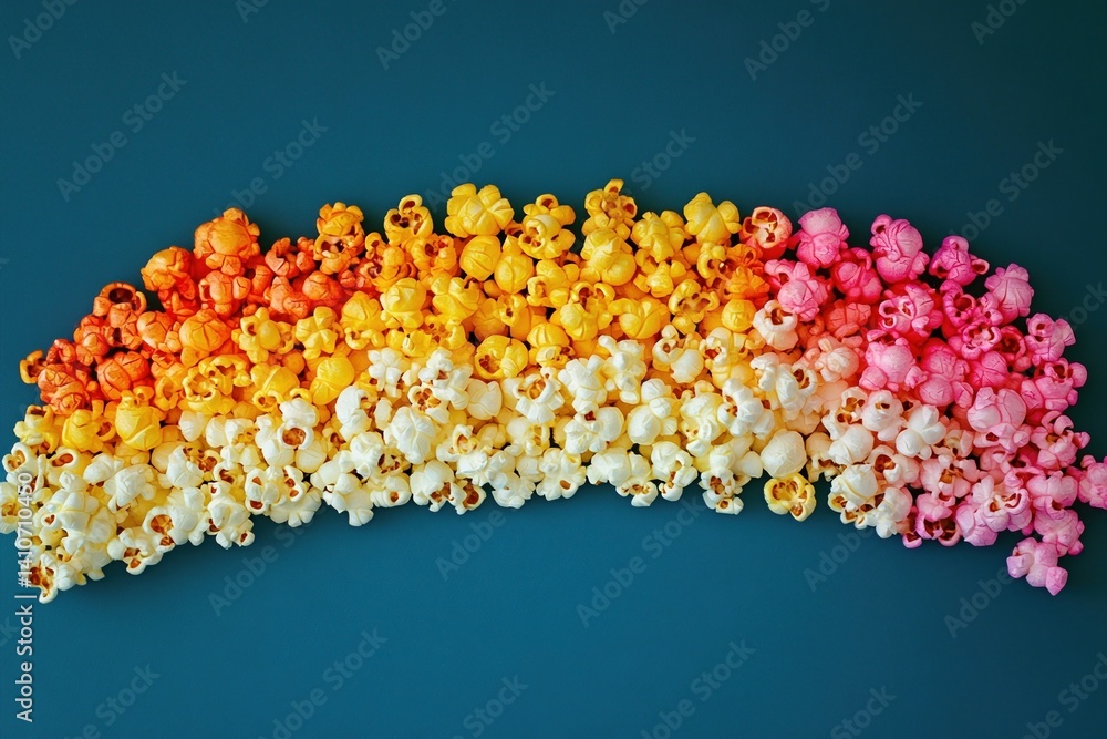 Poster Colorful kernels create a visually striking gradient against the rich background. A delightful arrangement showcasing a playful assortment.