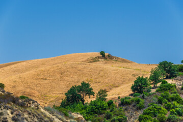 rural countryside landscape during a sunny summer day inside Val d'Agri, Basilicata