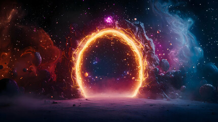 Obraz premium Glowing Portal Through Cosmic Nebula