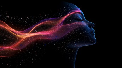 Expressions of tranquility and illumination through vibrant cosmic waves at night