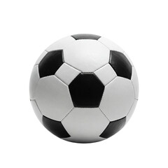 Fototapeta premium A classic black and white soccer ball, ready for the big game, perfectly round and poised for action against a clean white background.