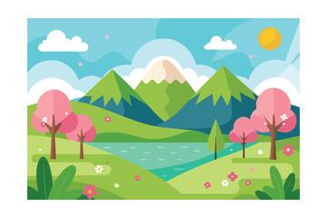 landscape with mountains and trees