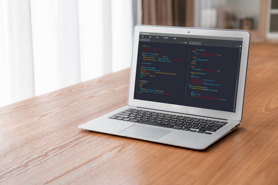 Software development programming on computer screen for modish application and program coding - Powered by Adobe