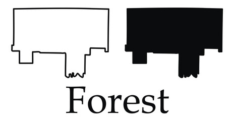 Forest (Pennsylvania) city map with black border outline vector
