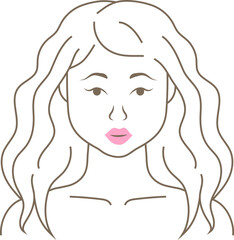 Young woman styling her hair to create soft waves. The artwork emphasizes a beauty routine focused on hair care and natural hairstyling technique