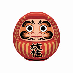 Traditional Japanese Daruma Doll Vector Icon