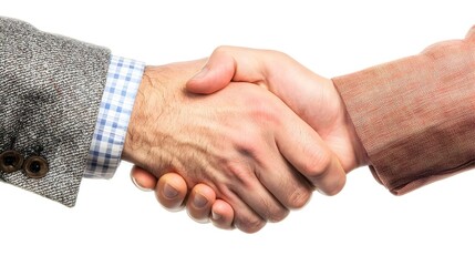 Two people shake hands, symbolizing agreement, partnership, or collaboration in a professional context.