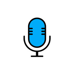 Simple blue microphone icon on a white background