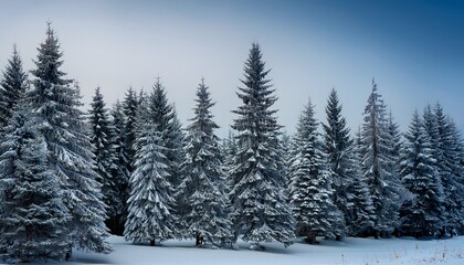 Obraz premium Fir trees simple winter background Beautiful
