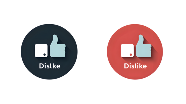 Thumbs Up and Down Icons with Dislike Text for Social Media Feedback Design