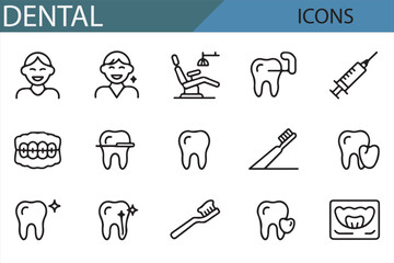 Dental Hygiene Icons - Vector Set of Tools, Teeth, and Treatment Symbols for Healthcare Designs