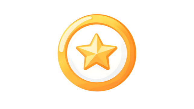 Golden Star Coin Icon Shiny Vibrant Design for Gaming Rewards and Achievement Systems