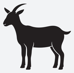 goat silhouette vector art illustration, silhouette of a goat