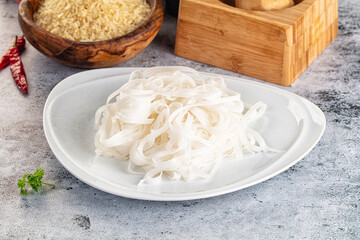 Boiled asian rice pho noodles