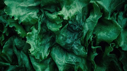 Obraz premium Intense Green Lettuce Leaves Texture Close Up Photography Emerald Greens Natural Food Background