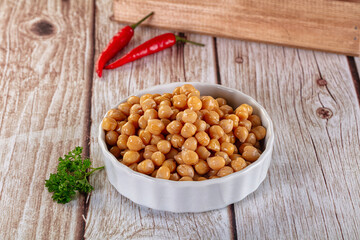Boiled chickpea beans in the bowl