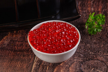 Salmon red caviar in the bowl