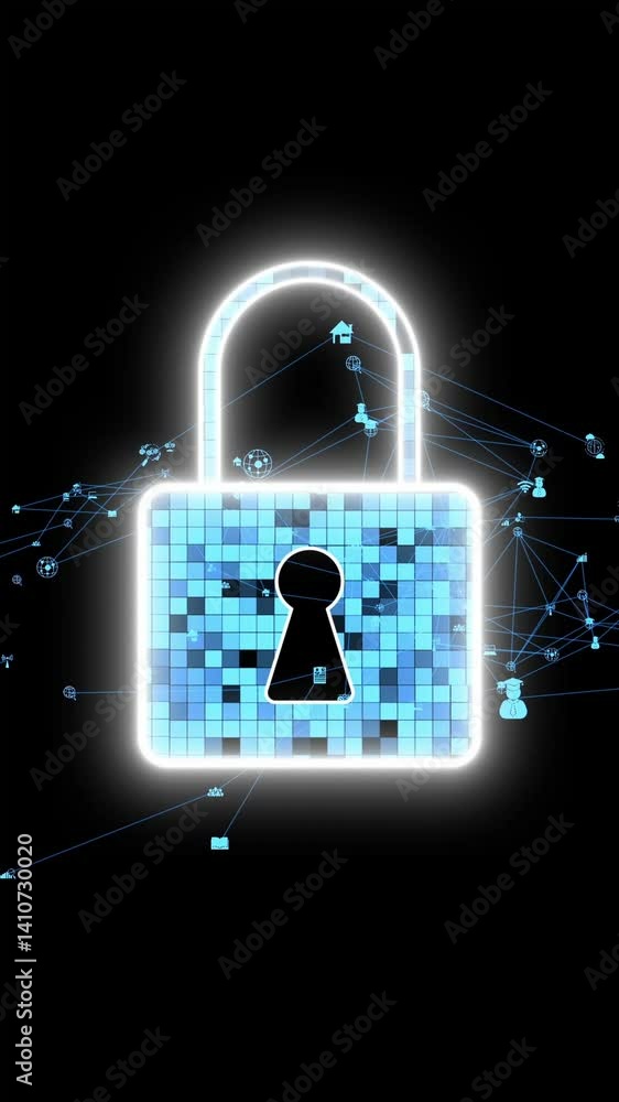 Poster visionary cyber security encryption technology to protect data privacy . 3d rendering computer graph