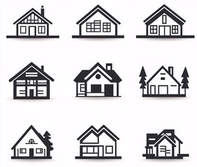 set of houses icons