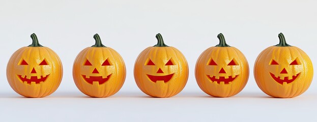 Fototapeta premium Halloween Jackolanterns row.