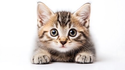 Obraz premium Cute kitten with wide eyes and soft fur, isolated PNG