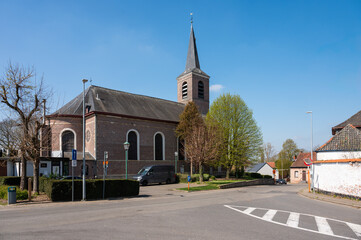 The Saint Martin catholic church in the village center of Erpe Mere, East Flemish Region, Belgium