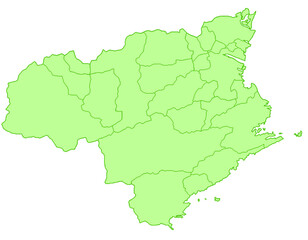 Obraz premium 徳島県 地図 黄緑 イラスト