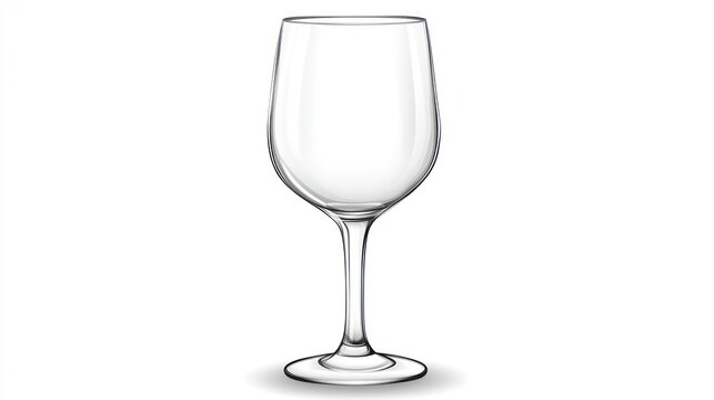 A pristine empty wine glass on a white background ideal for culinary beverage and lifestyle