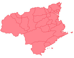 Naklejka premium 徳島県 地図 赤 イラスト