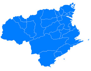 徳島県　地図　ブルー　イラスト