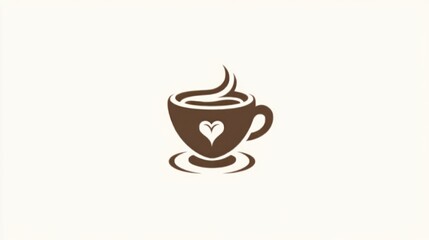 A steaming cup of coffee with a heart symbol perfect for caf logos and warm beverage themes