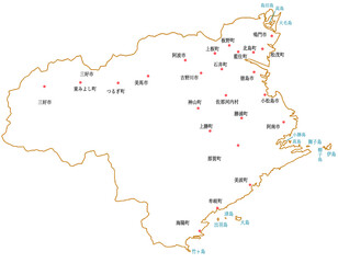 徳島県　地図　白　斑点　イラスト
