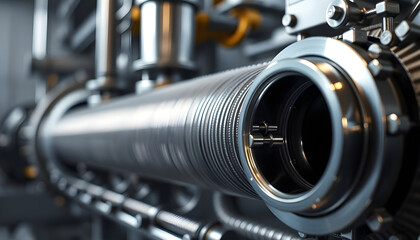 close up of a machine with a lot of pipes