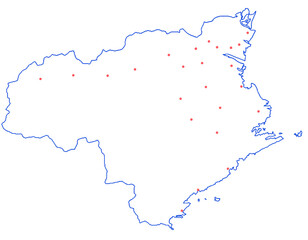 徳島県　地図　白　斑点　イラスト